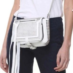 Alexander McQueen MCQ White Leather Loveless Tassel SilverStudded Mini Crossbody